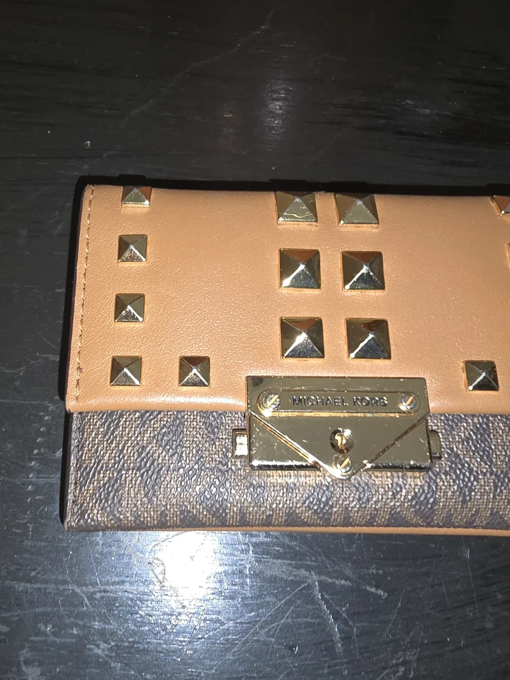 Michael Kors Tan Studded Logo Wallet